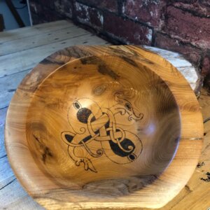 Celtic natural edge yew bowl By Hoddmimir's Wood Craft
