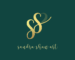 a gold and green logo for sandra shaw art